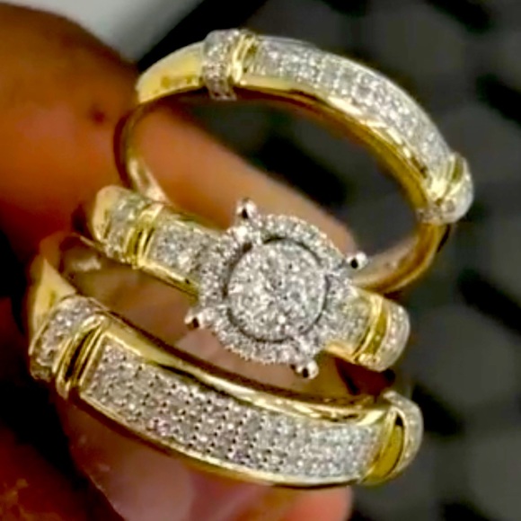 10k Solid Gold REAL Diamond wedding ring set his/hers appraisal doc included WOW - Picture 4 of 4